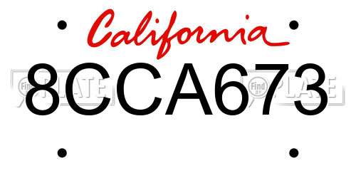 8CCA673 California License Plate