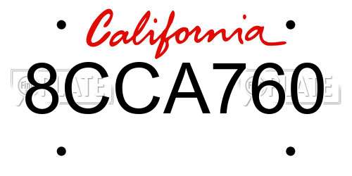 8CCA760 California License Plate