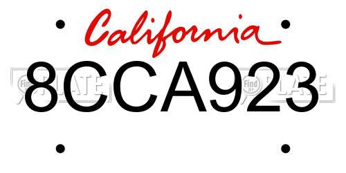 8CCA923 California License Plate