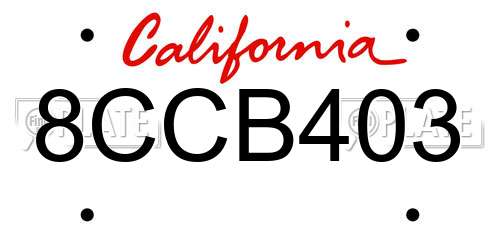 8CCB403 California License Plate