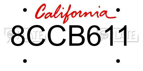 8CCB611 California License Plate