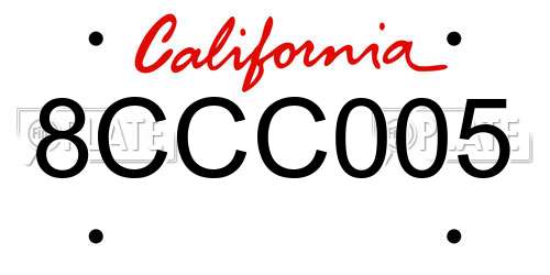 8CCC005 California License Plate