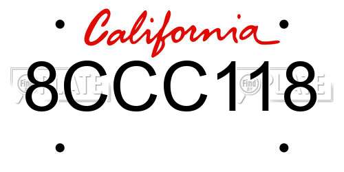 8CCC118 California License Plate