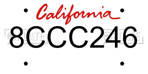 8CCC246 California License Plate