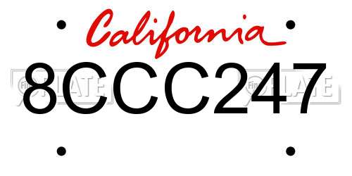 8CCC247 California License Plate
