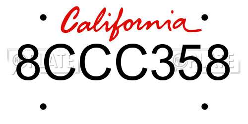 8CCC358 California License Plate