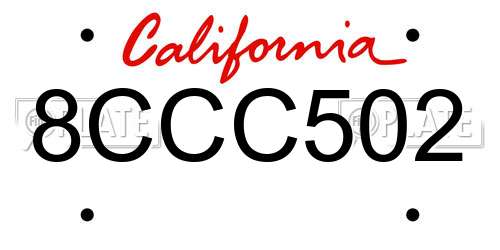 8CCC502 California License Plate