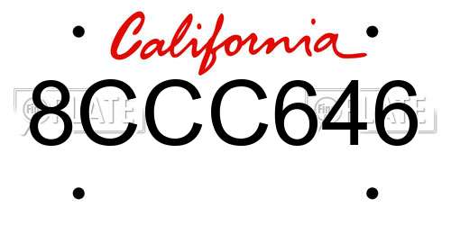 8CCC646 California License Plate