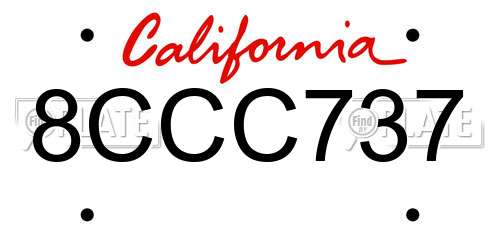 8CCC737 California License Plate