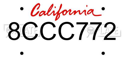 8CCC772 California License Plate