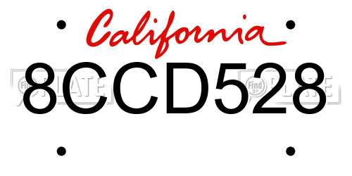 8CCD528 California License Plate