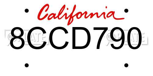 8CCD790 California License Plate