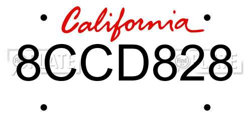 8CCD828 California License Plate