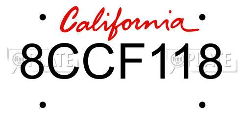 8CCF118 California License Plate