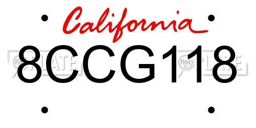 8CCG118 California License Plate