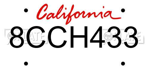 8CCH433 California License Plate