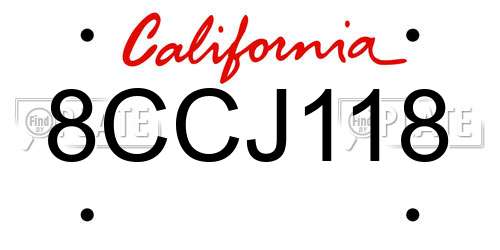8CCJ118 California License Plate