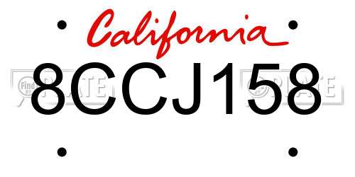 8CCJ158 California License Plate