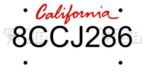 8CCJ286 California License Plate