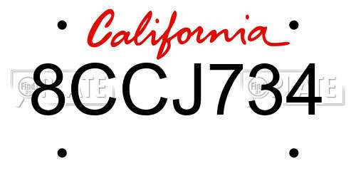 8CCJ734 California License Plate