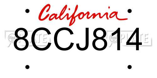 8CCJ814 California License Plate