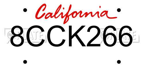 8CCK266 California License Plate