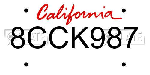 8CCK987 California License Plate