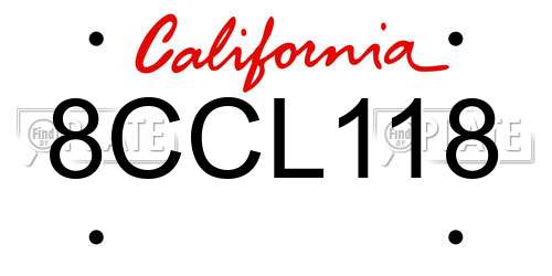 8CCL118 California License Plate