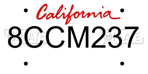 8CCM237 California License Plate