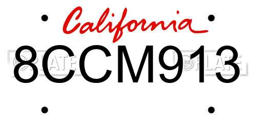 8CCM913 California License Plate