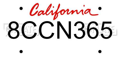 8CCN365 California License Plate