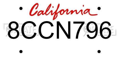 8CCN796 California License Plate