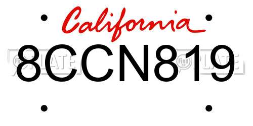 8CCN819 California License Plate