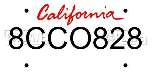 8CCO828 California License Plate