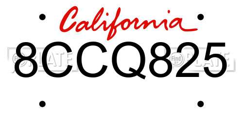 8CCQ825 California License Plate