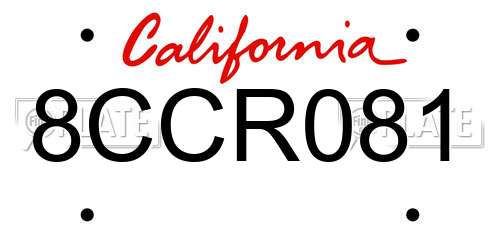 8CCR081 California License Plate