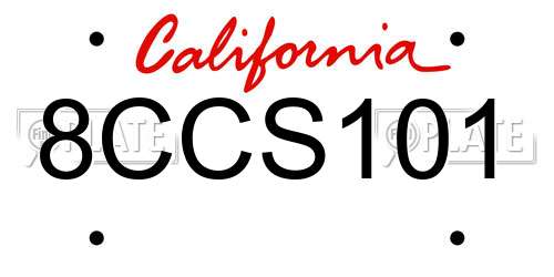 8CCS101 California License Plate