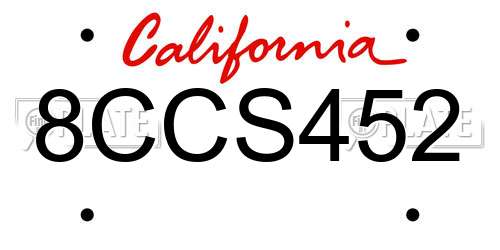 8CCS452 California License Plate
