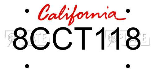 8CCT118 California License Plate
