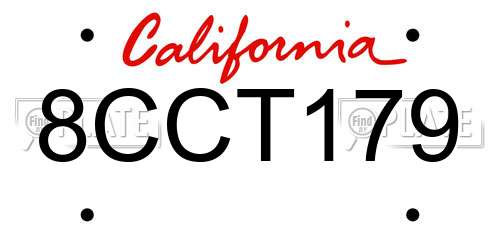 8CCT179 California License Plate