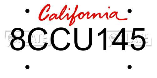 8CCU145 California License Plate