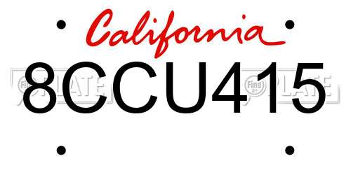 8CCU415 California License Plate