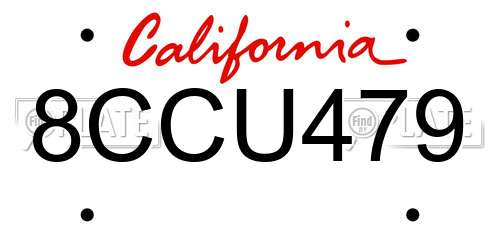 8CCU479 California License Plate