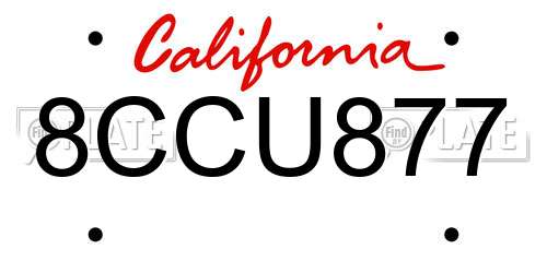 8CCU877 California License Plate