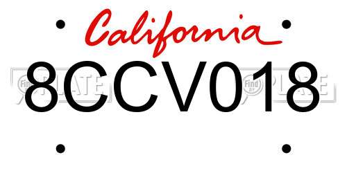 8CCV018 California License Plate