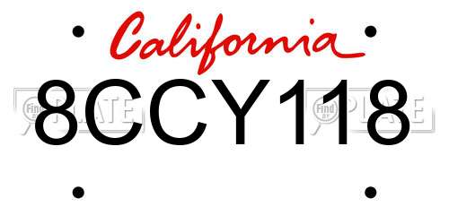 8CCY118 California License Plate