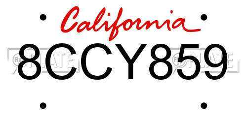 8CCY859 California License Plate