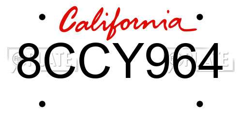 8CCY964 California License Plate