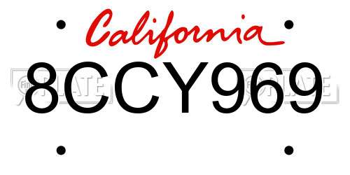 8CCY969 California License Plate