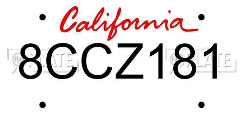 8CCZ181 California License Plate